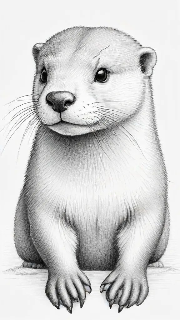 Cute Otter Drawing Art Sketch Image