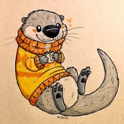 Cute Otter Drawing Hand Drawn