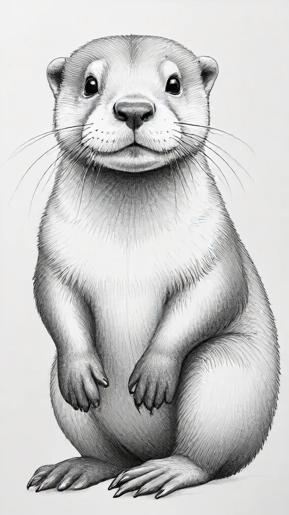 Cute Otter Drawing Sketch Photo