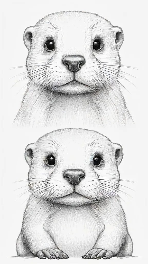 Cute Otter Drawing Sketch Picture