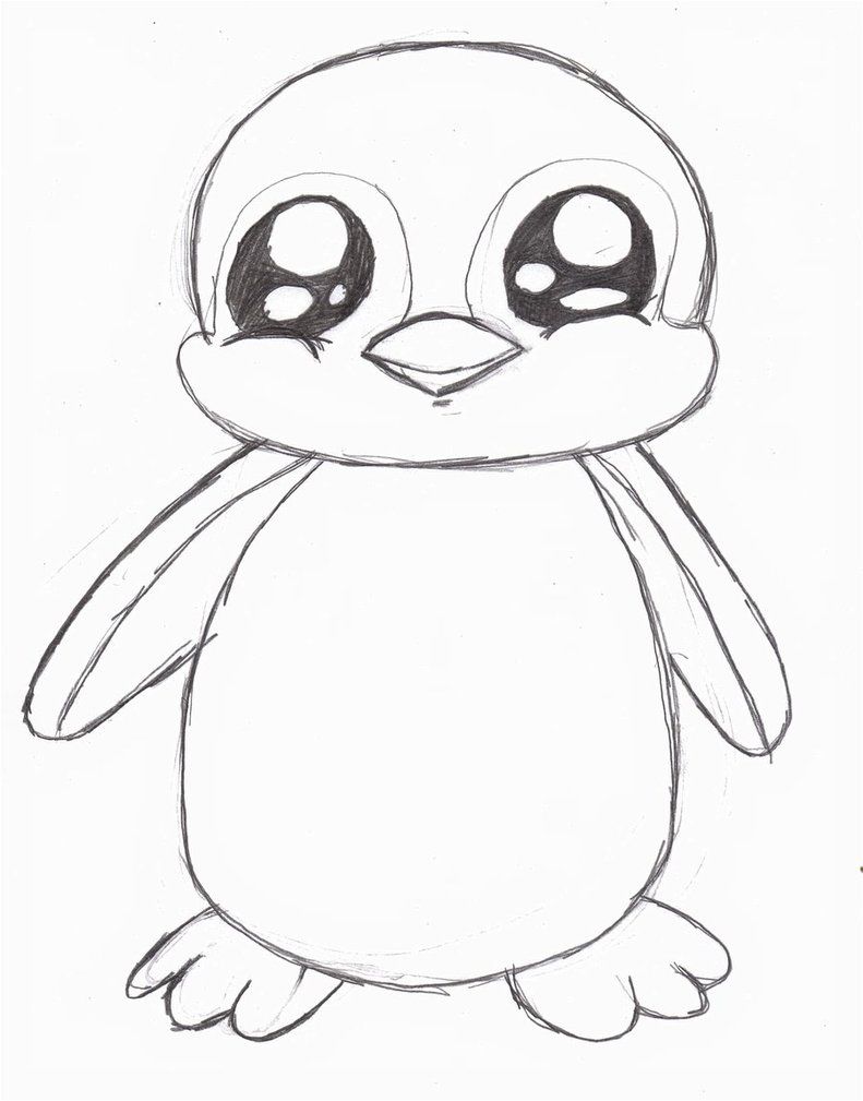 Cute Penguin Drawing Modern Sketch