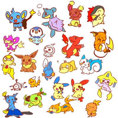 Cute Pokemon, Adorable Creatures, Charming Designs, Playful Companions, Endearing Characters Drawing