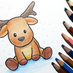 Cute Reindeer Drawing Hand drawn Sketch