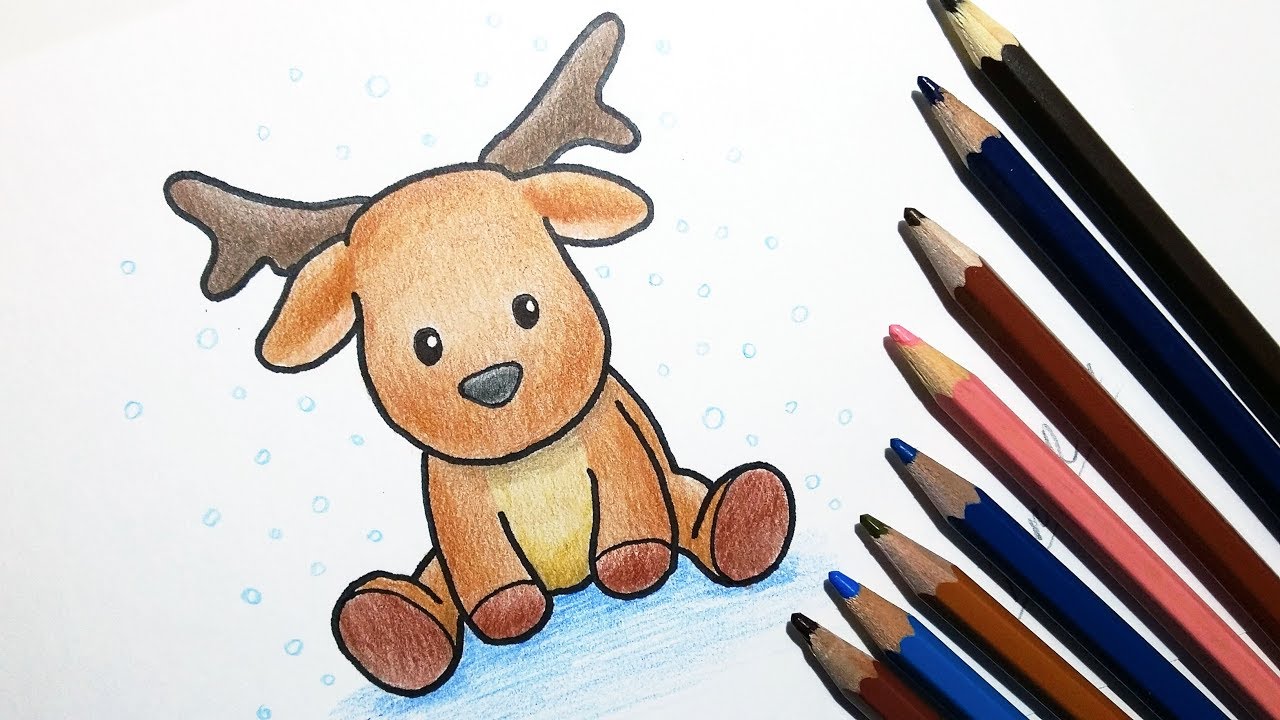 Cute Reindeer Drawing Hand drawn Sketch