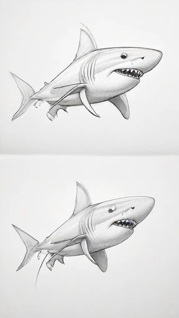 Cute Shark Drawing Art Sketch Image