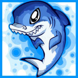 Cute Shark Drawing Modern Sketch