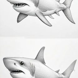 Cute Shark Drawing Sketch Picture