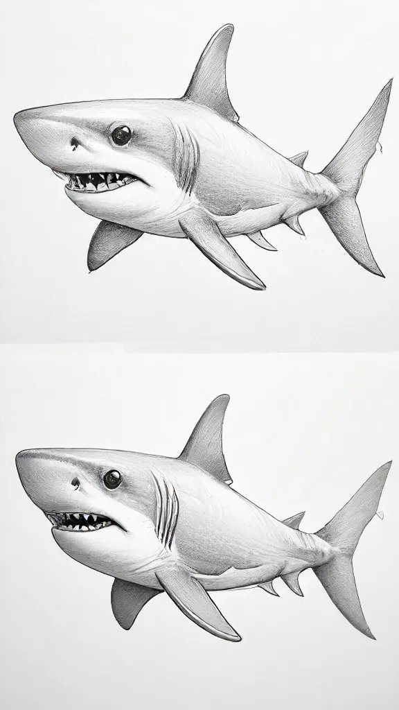 Cute Shark Drawing Sketch Picture