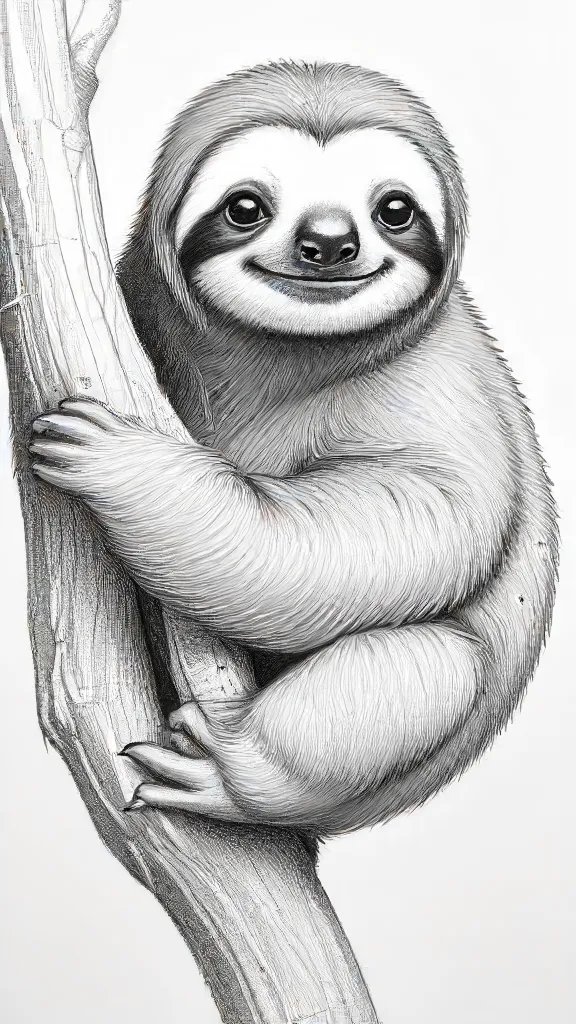 Cute Sloth Drawing Sketch Photo