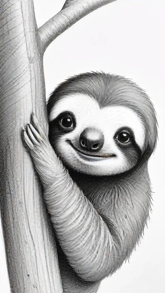 Cute Sloth Drawing Sketch Picture