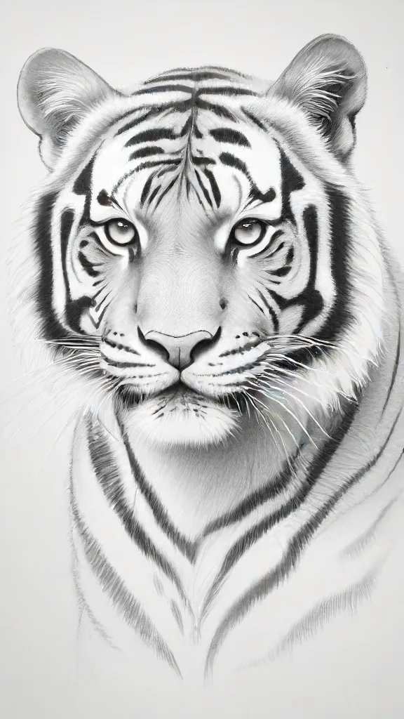 Cute Tiger Drawing Art Sketch Image