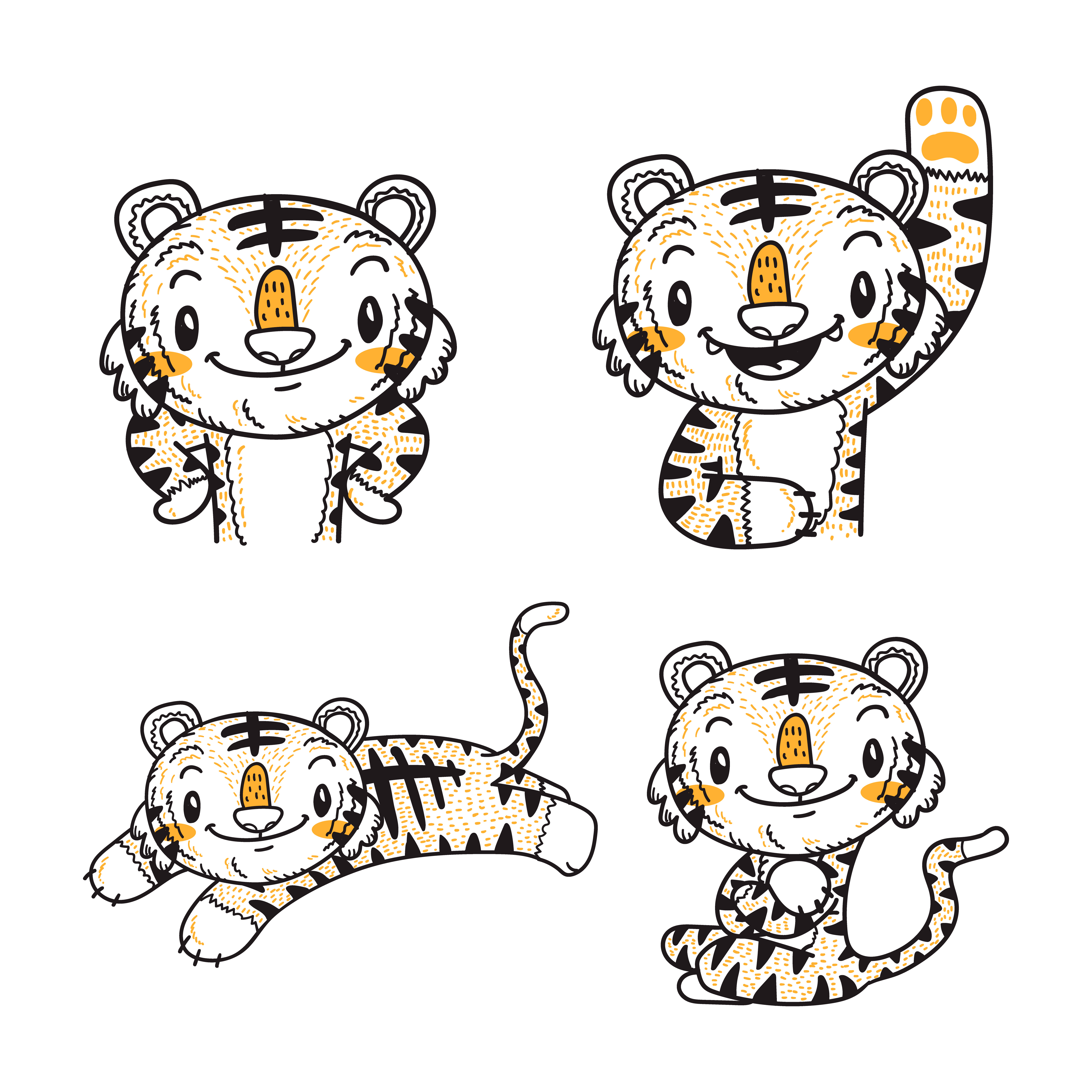 Cute Tiger Drawing Artistic Sketching
