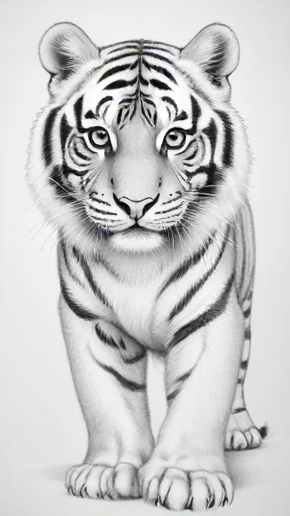 Cute Tiger Drawing Sketch Photo