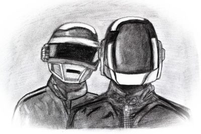 Daft Punk, Robots, Electronic, Music, Duo Drawing