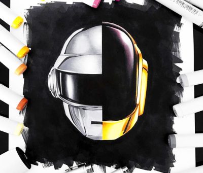 Daft Punk, Robots, Electronic, Revolution, Music Drawing