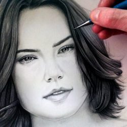 Daisy Ridley Drawing Realistic Sketch