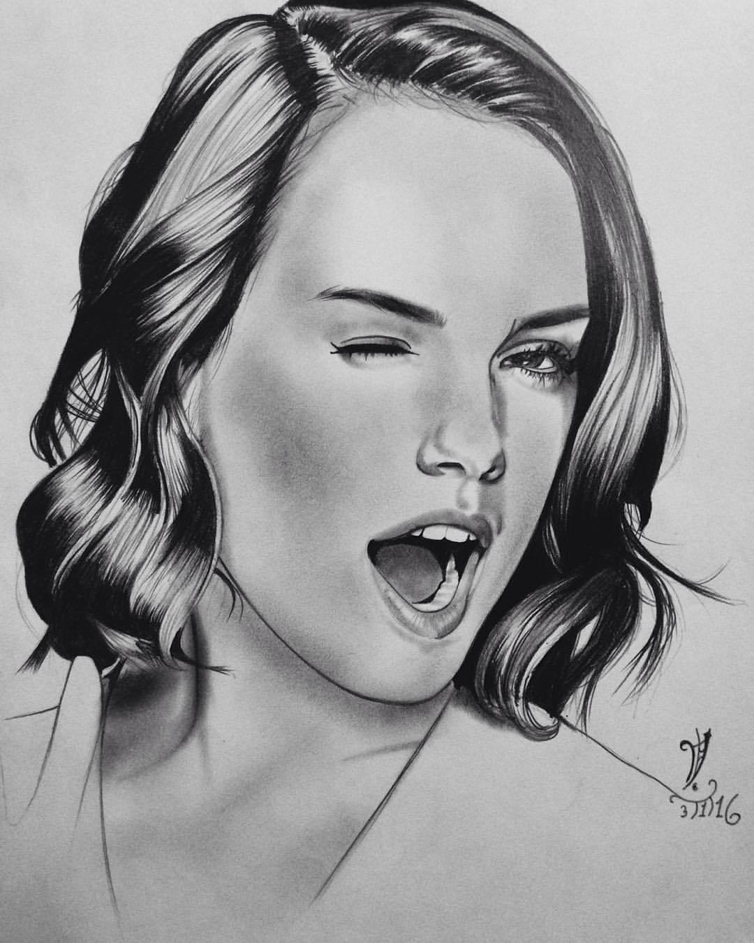 Daisy Ridley Drawing Sketch