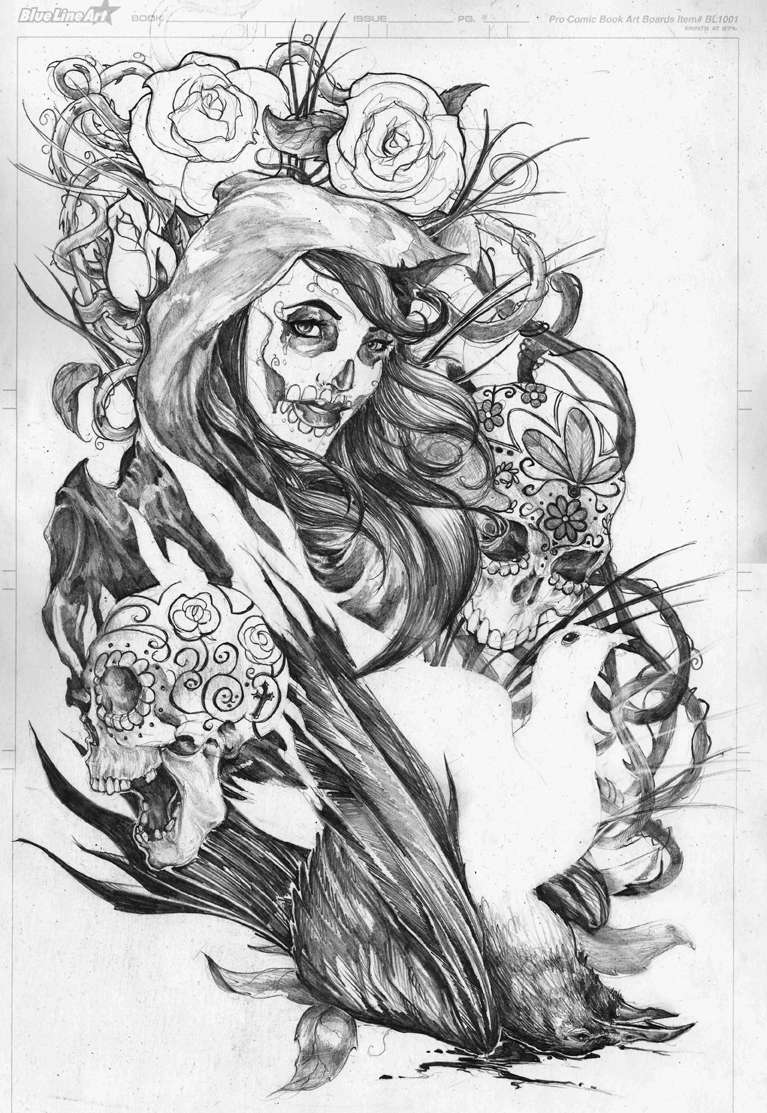 Day The Dead Drawing Amazing Sketch
