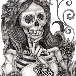 Day The Dead Drawing Hand drawn Sketch