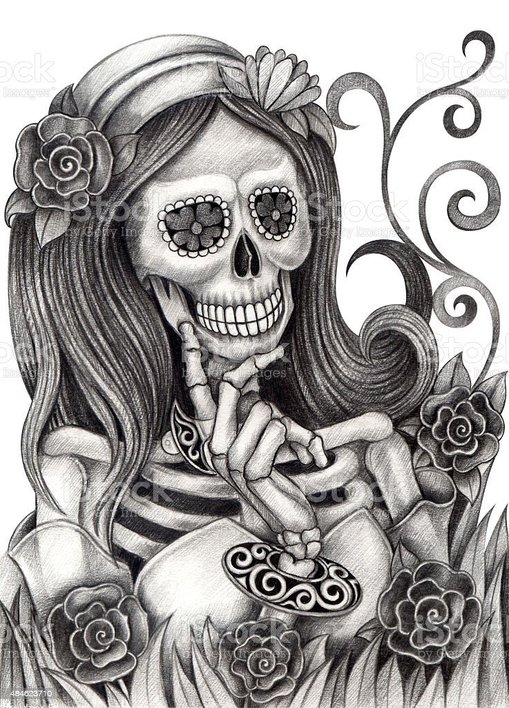 Day The Dead Drawing Hand drawn Sketch