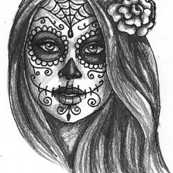 Day The Dead Drawing Realistic Sketch