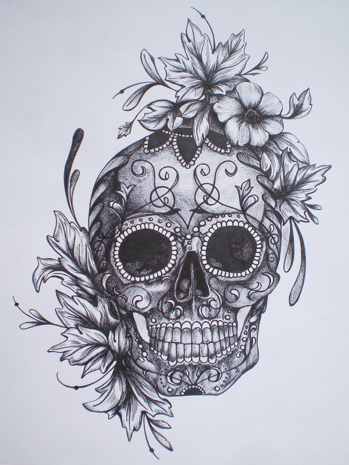 Day The Dead Skulls Drawing Artistic Sketching