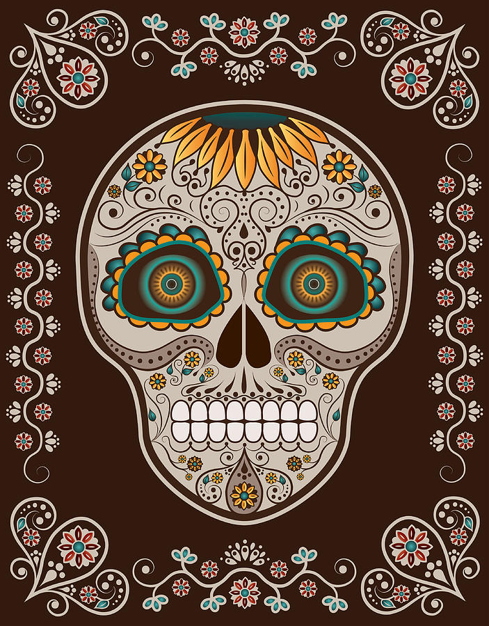 Day The Dead Skulls Drawing Intricate Artwork