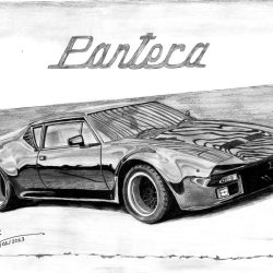 De Tomaso Pantera Drawing Art