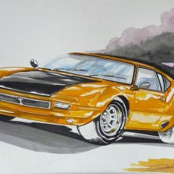 De Tomaso Pantera Drawing Hand drawn