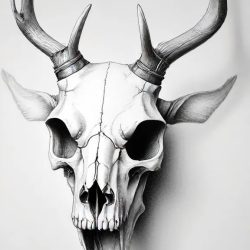 Deer Skull Drawing Sketch Photo