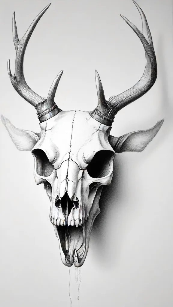 Deer Skull Drawing Sketch Photo