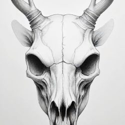 Deer Skull Drawing Sketch Picture