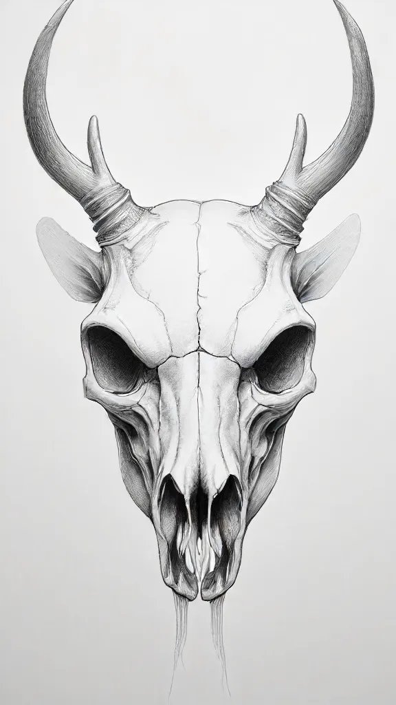 Deer Skull Drawing Sketch Picture