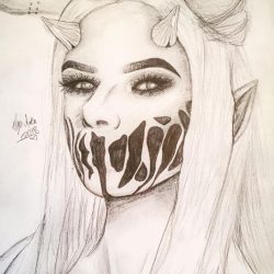 Demon Girl Drawing Amazing Sketch
