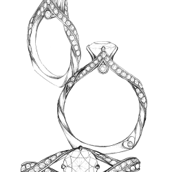 Diamond Ring Drawing Modern Sketch