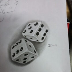 Dice Drawing Detailed Sketch