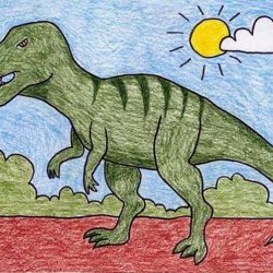 Dinosaur Kid Drawing Amazing Sketch