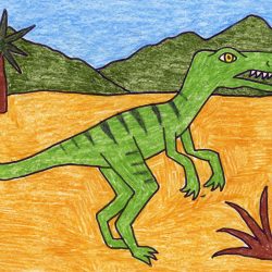 Dinosaur Kid Drawing Art