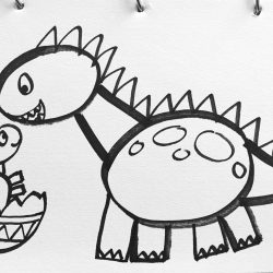 Dinosaur Kid Drawing Detailed Sketch