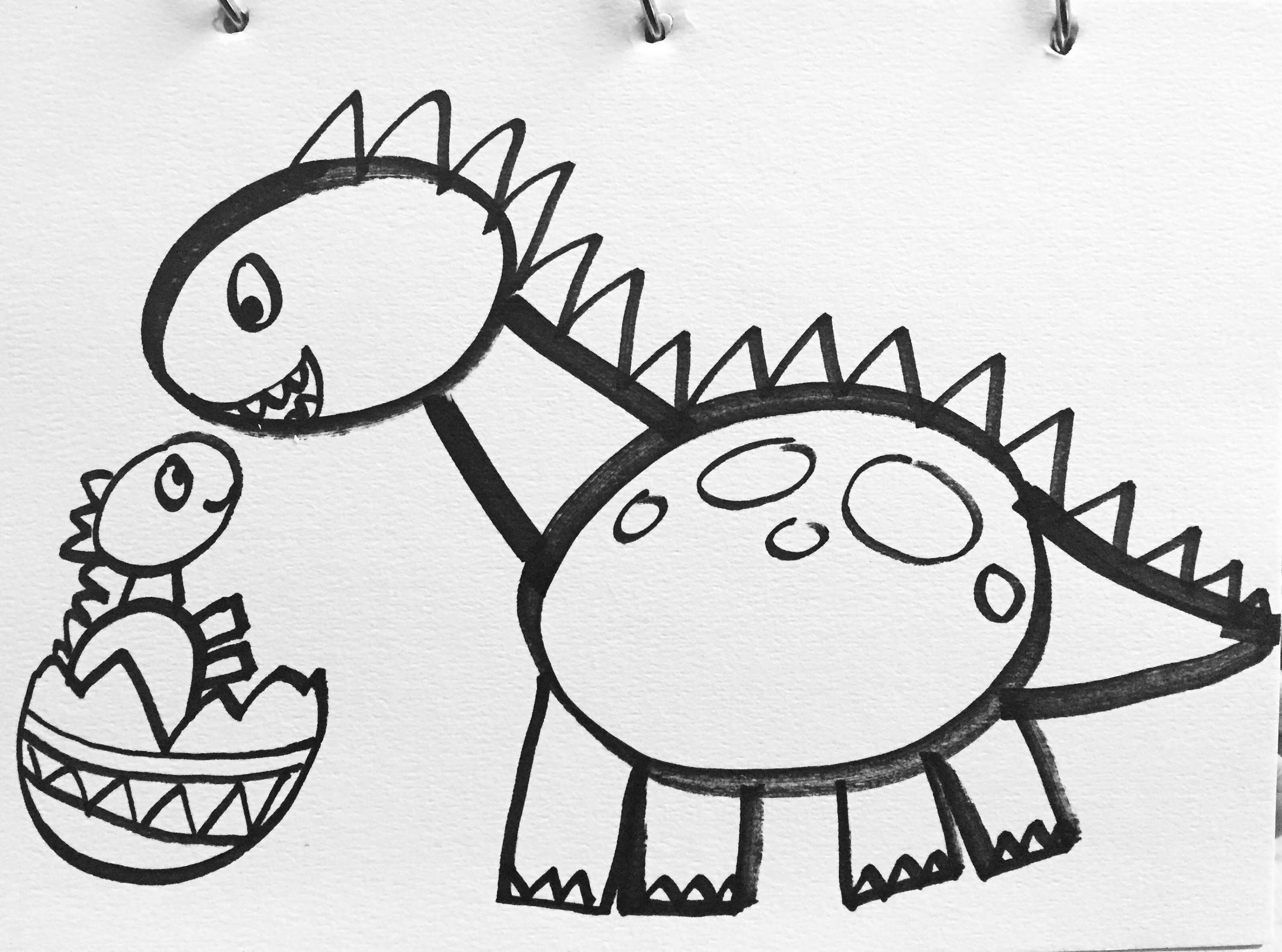 Dinosaur Kid Drawing Detailed Sketch