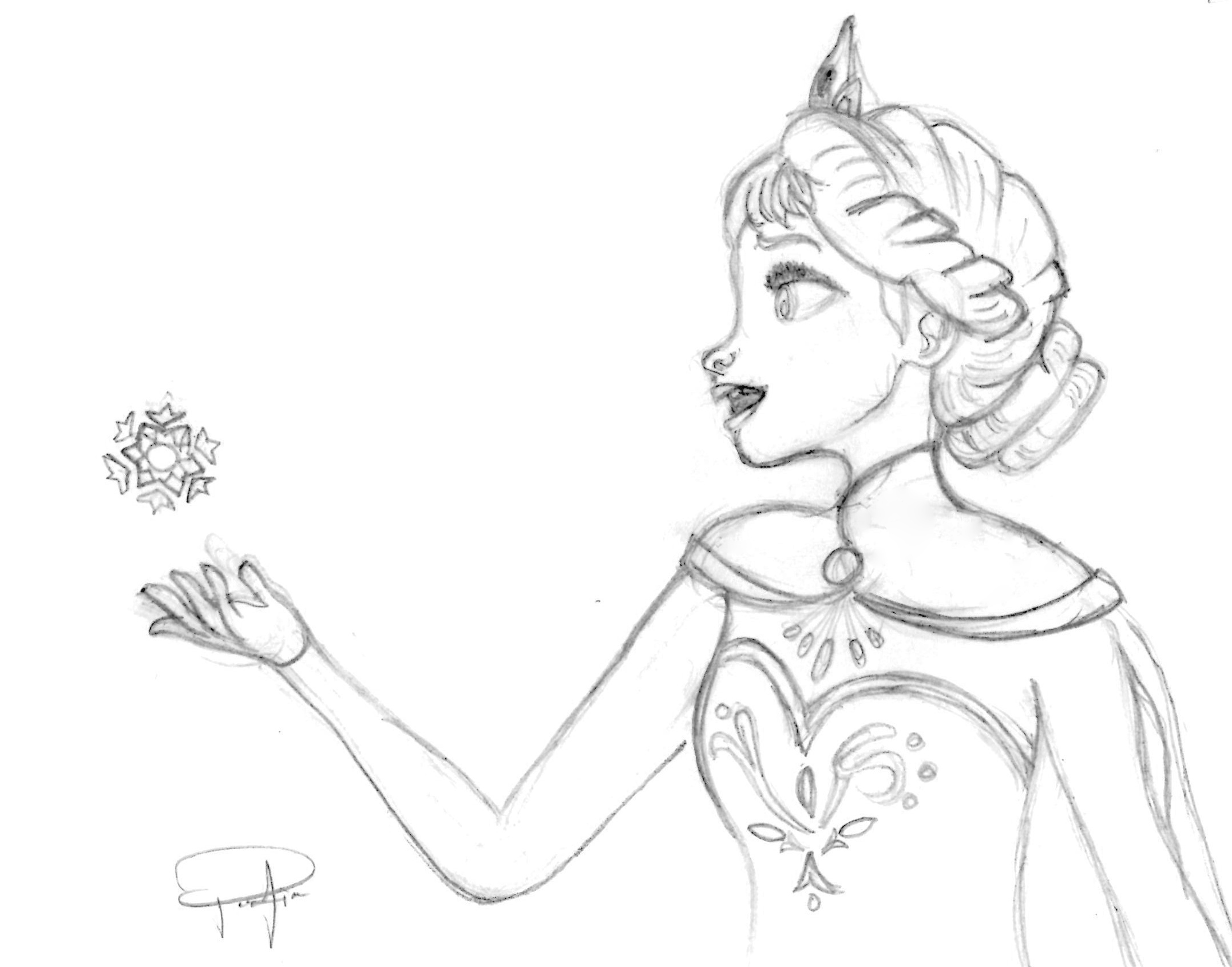 Disney Elsa of Arendelle Drawing Modern Sketch