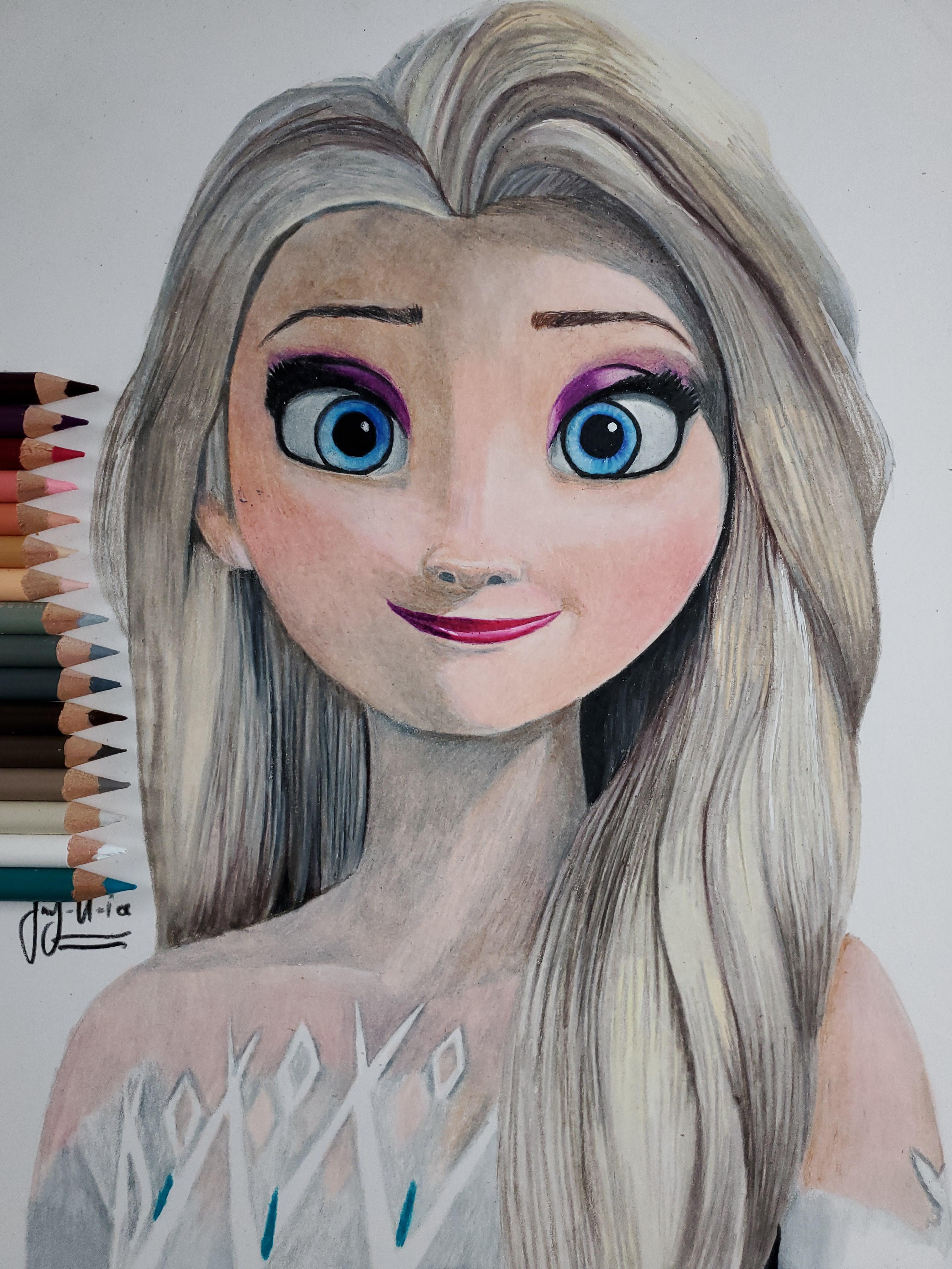 Disney Elsa of Arendelle Drawing Realistic Sketch