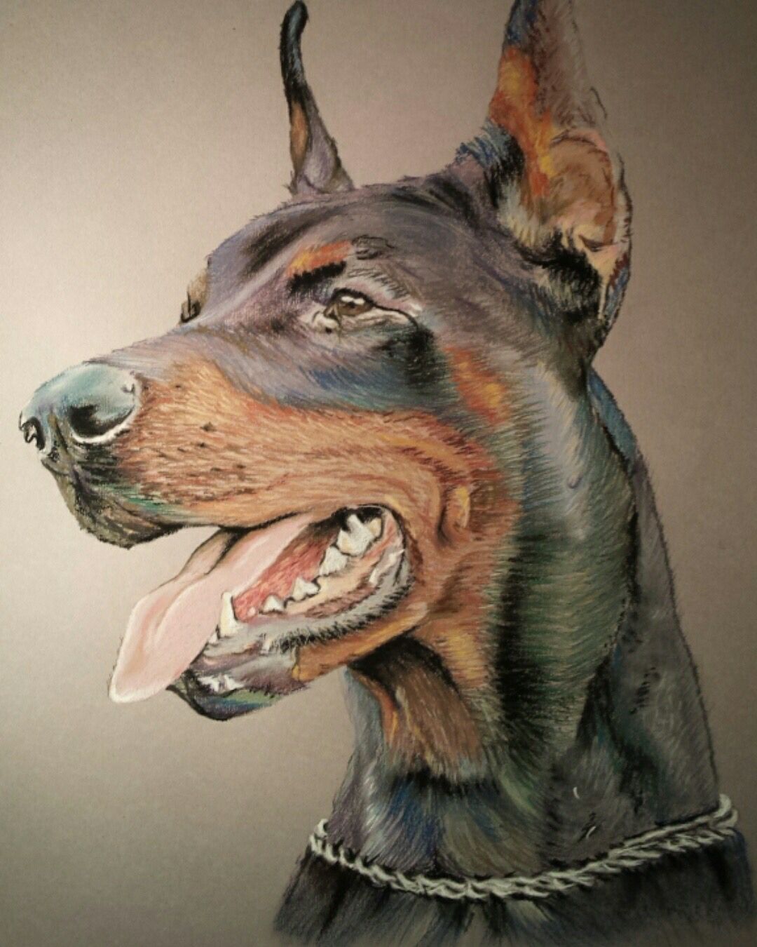 Doberman Drawing Intricate Artwork