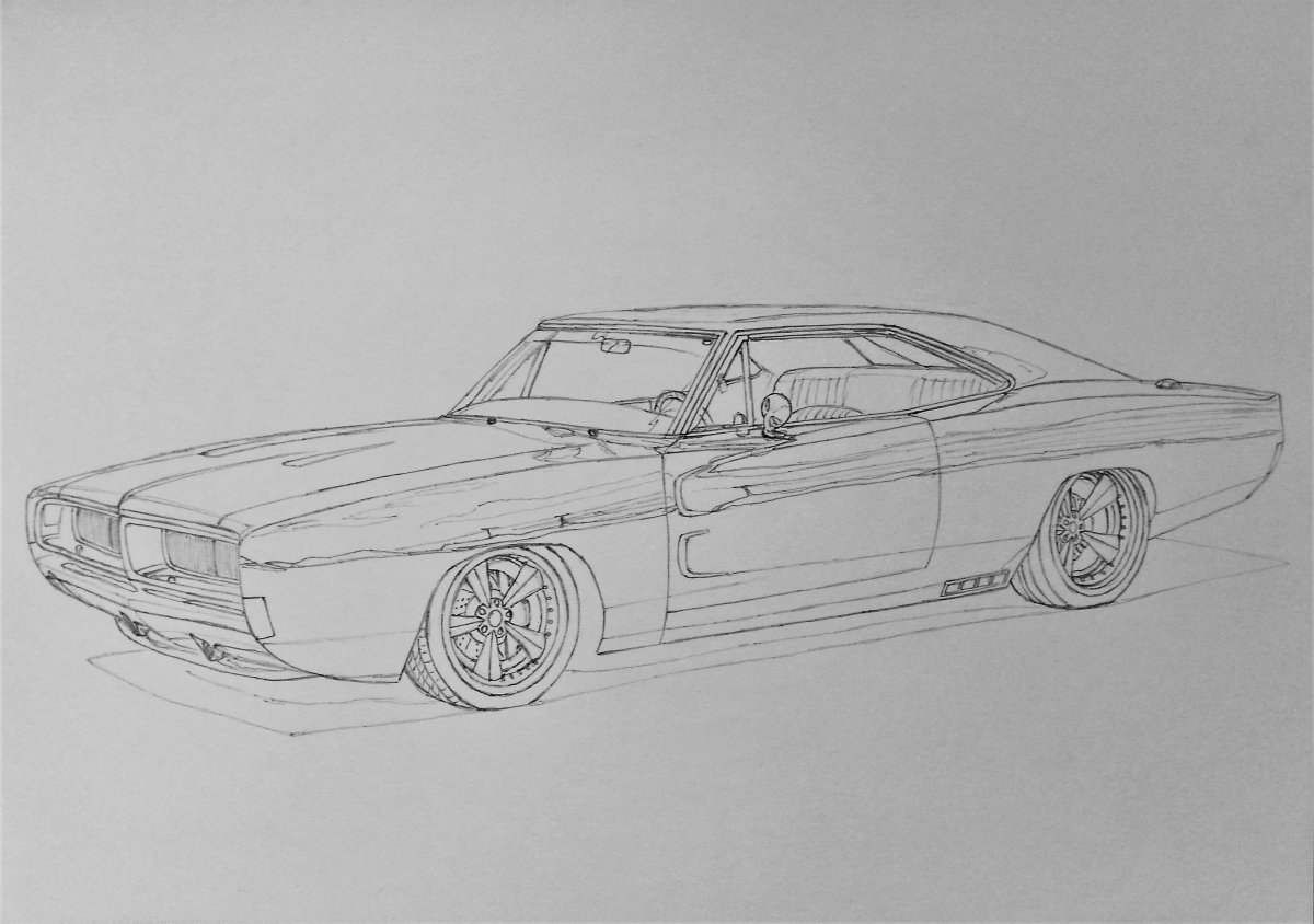 Dodge Drawing Hand drawn