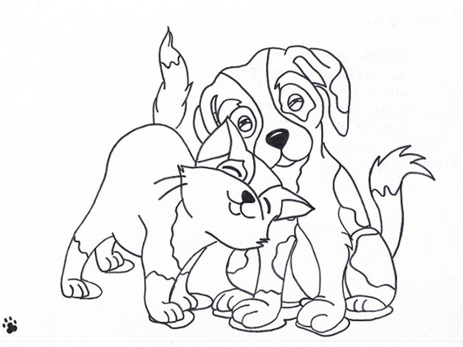 Dog and Cat Drawing Hand drawn