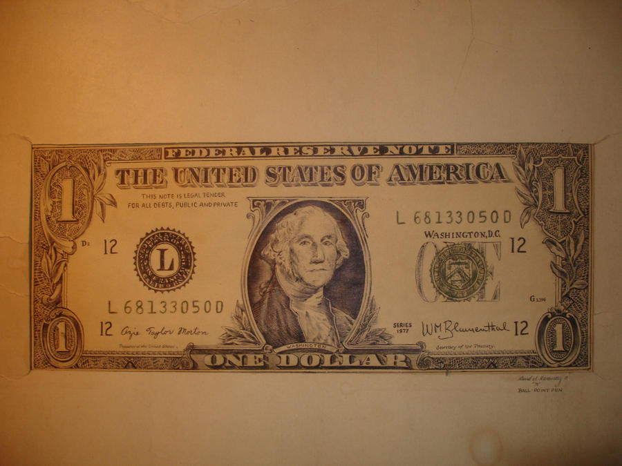 Dollar Bill Drawing Intricate Artwork