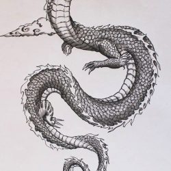 Dragon Kanji Drawing Intricate Artwork