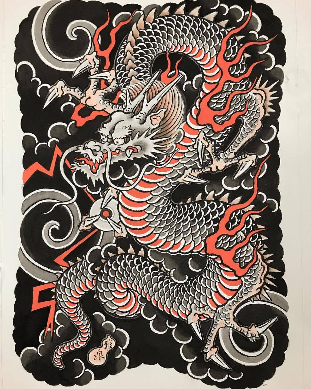 Dragon Tattoo Drawing Detailed Sketch