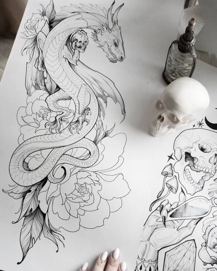 Dragon Tattoo Drawing Stunning Sketch