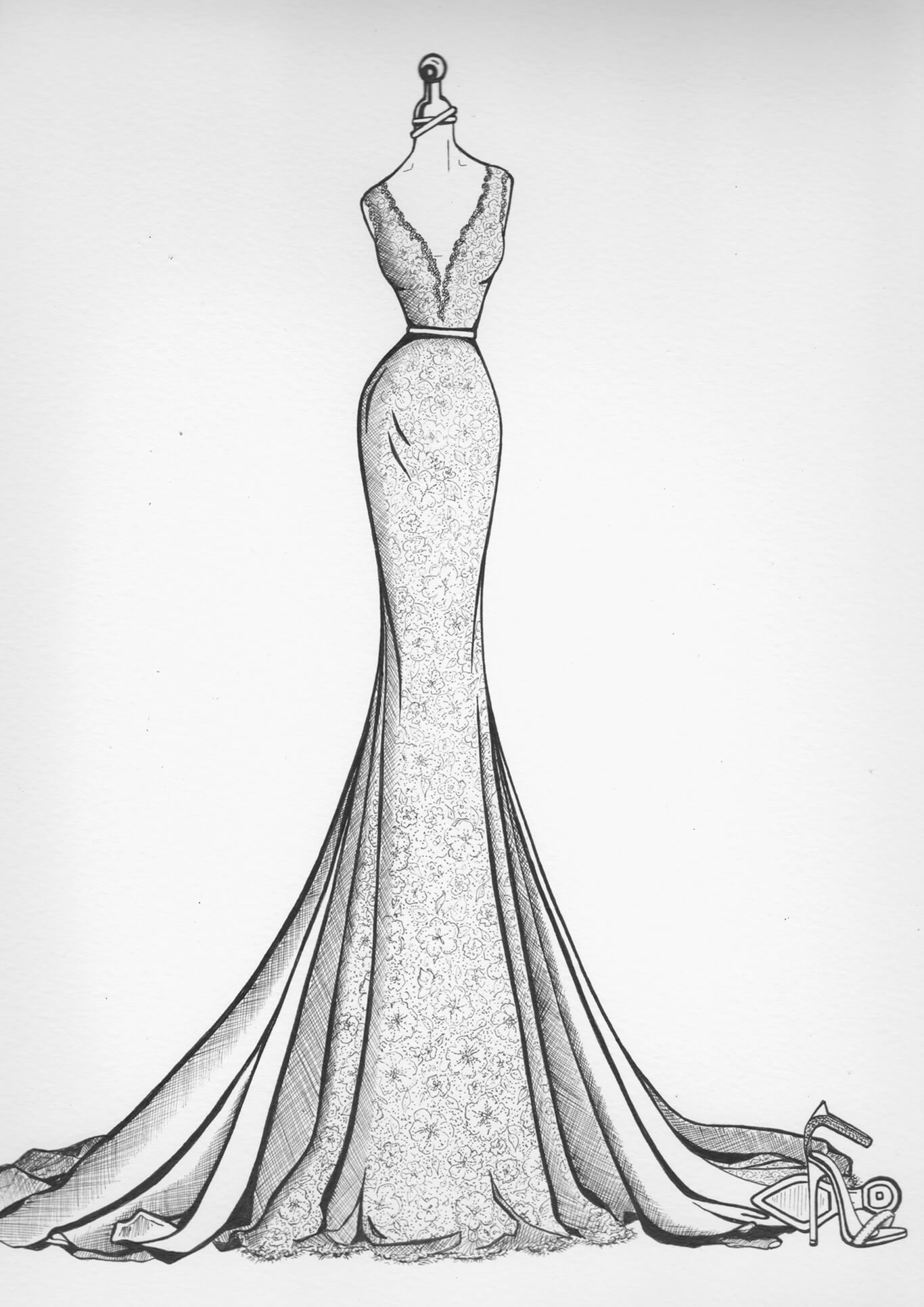 Dress Design Drawing Artistic Sketching